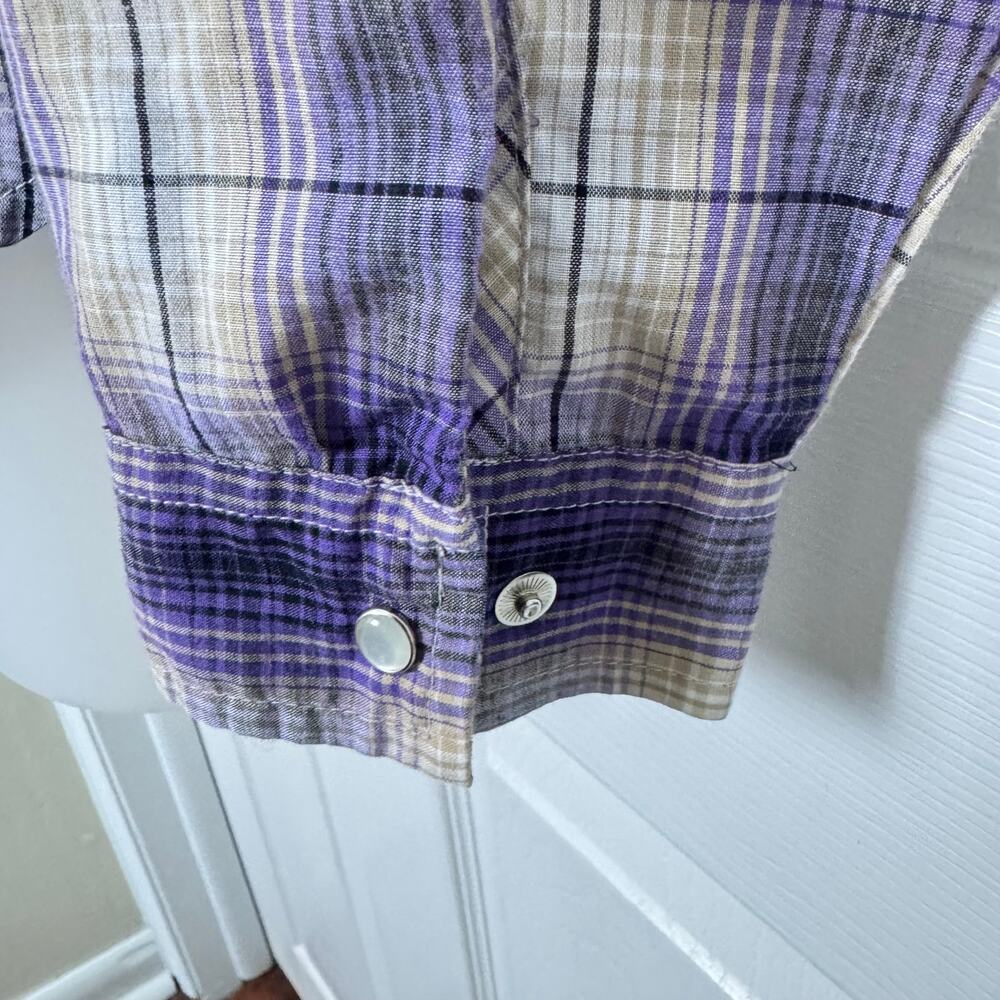 Roper Western Pearl Snap Shirt Plaid Rodeo Country Concert Womens Medium - Picture 7 of 14